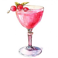 Watercolor cocktail with cherries