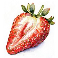 Detailed watercolor strawberry illustration