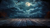 Halloween background night moon wood.