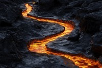 Lava curved path eruption volcano phenomenon.