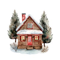 Cozy winter cabin illustration