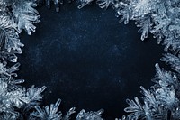 Icy frost crystal border background winter snow.