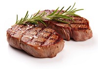 Grilled steak with rosemary garnish