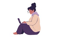 Woman working on laptop illustration