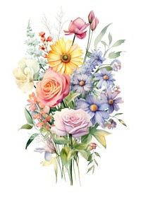 Vibrant watercolor floral bouquet