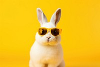 Cool bunny wearing yellow sunglasses