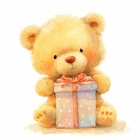 Cute teddy bear with gift