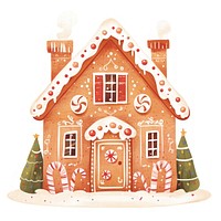 Whimsical gingerbread house illustration