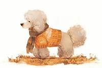 Cute poodle in autumn attire