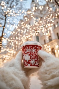 Festive coffee cup in winter