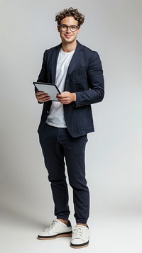 Confident man holding tablet