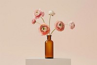 Aesthetic bottle mockup flower pottery blossom.