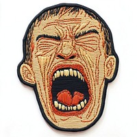 Man scream art embroidered decorative.