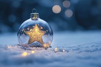 Christmas bauble over the winter astronomy festival outdoors.