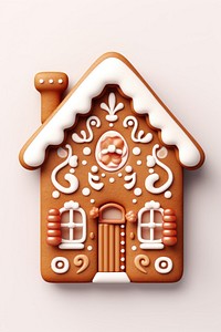 Flat lay cute bold illustration of gingerbread house dessert sweets cookie.