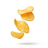 Potato chips potatoes background floating.