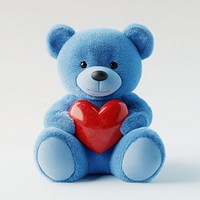 Blue teddy bear holding a heart plush cute toy.