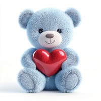 Light blue teddy bear holding a red heart symbol cute toy.