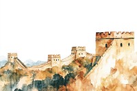 Great Wall of China architecture illustration watercolor.