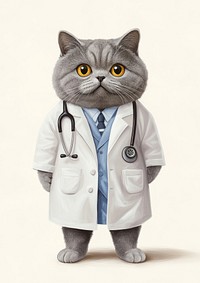 British Shorthair cat costumes wearing doctor animal veterinarian human.