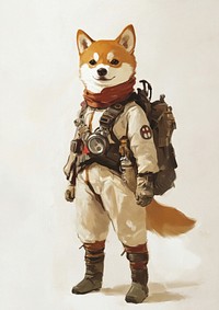 Shiba costumes wearing Pilot painting animal human.