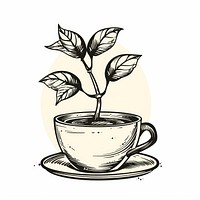 Cup of coffee plant illustration drawing.