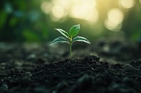 Young plant growing in soil sprout nature green.