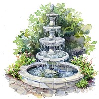 Elegant garden fountain illustration