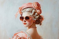 Woman wearing sun glasses art historical painting.