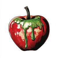 Halloween red poison apple with green poison melting on the apple vibrant digital colors.