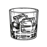 Whiskey glass with ice cubes