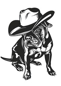 Bulldog wearing cowboy hat illustration