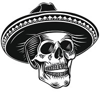 Skull wearing traditional sombrero