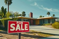 Modern house for sale sign architecture building.