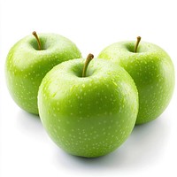 3 green apples produce fruit photography.