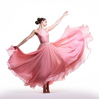 Beautiful ballerina in a pink silk skirt dancing recreation clothing.