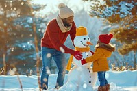 Africa family building snowman nature winter outdoors.