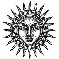 Vintage sun face illustration