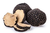 Fresh black truffles and slices