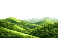 Green hills with forest green landscape outdoors.