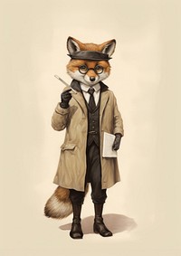 Fox costumes wearing detective outfit animal vintage human.