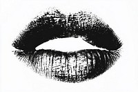 Black imprint kiss white lips contemporary.