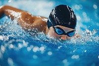 Female swimmer swimming sports water.