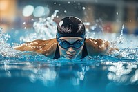 Female swimmer swimming sports water.