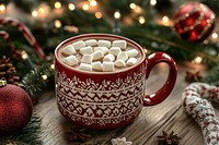 Cup of hot chocolate with marshmallows mug beverage dessert.