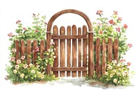 Wooden arch garden fence illustration.