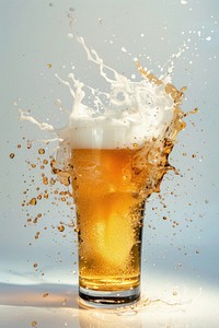 Exploding beer glass beverage splash drink.