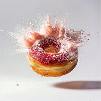 Exploding strawberry donut food explosion sweets.