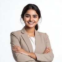 Young Indian businesswoman portrait background smiling.