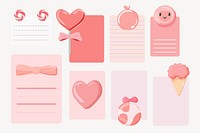 Cute paper notes illustration set